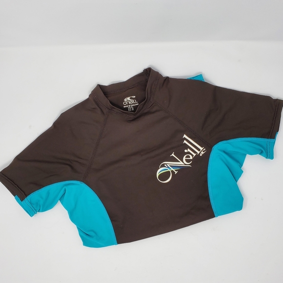 O'Neill Other - O'NEILL BROWN AND TEAL SHORT SLEEVE RASH GUARD SIZE SMALL